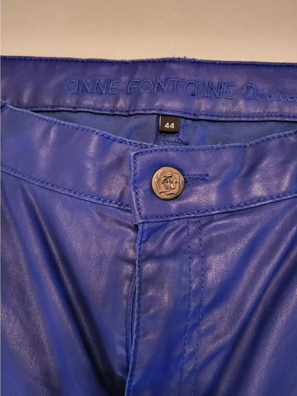 Anne Fontaine Cobalt Blue Faux Leather Pants